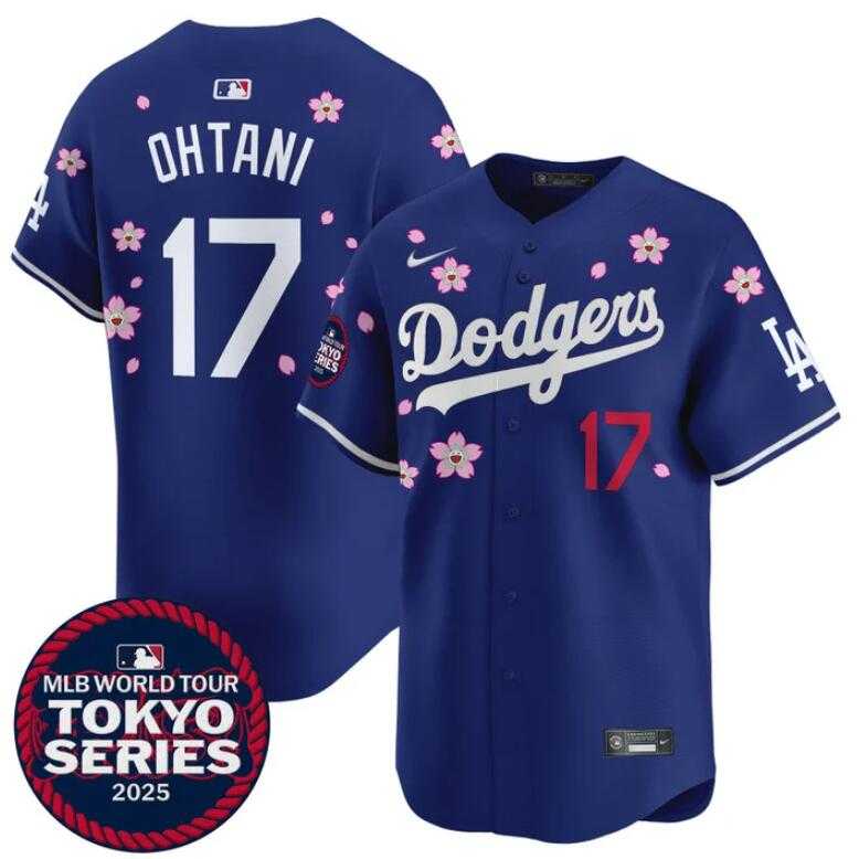 Men%27s Los Angeles Dodgers #17 Shohei Ohtani Royal 2025 Tokyo Series Limited Stitched Jersey Dzhi